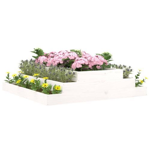 Jardinière Blanc 110x110x27 cm Bois massif de pin - Photo n°3; ?>