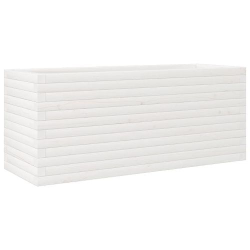 Jardinière blanc 110x40x45,5 cm bois de pin massif - Photo n°2; ?>