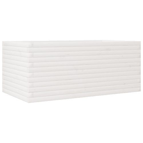 Jardinière blanc 110x60x45,5 cm bois de pin massif - Photo n°2; ?>