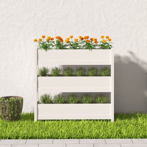 Jardinière Blanc 112x25x104,5 cm Bois massif de pin - Photo n°3; ?>