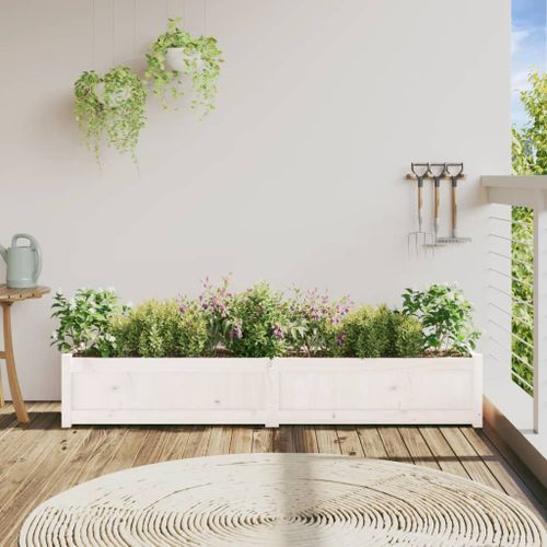 Jardinière blanc 180x31x31 cm bois de pin massif - Photo n°3; ?>