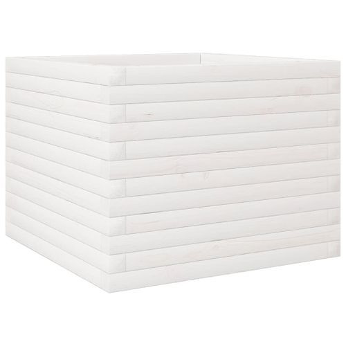 Jardinière blanc 60x60x45,5 cm bois de pin massif - Photo n°2; ?>