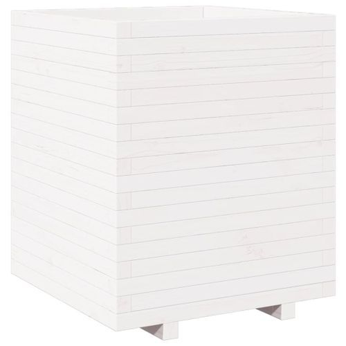 Jardinière blanc 60x60x72,5 cm bois de pin massif - Photo n°2; ?>