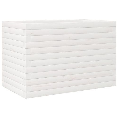 Jardinière blanc 70x40x45,5 cm bois de pin massif - Photo n°2; ?>