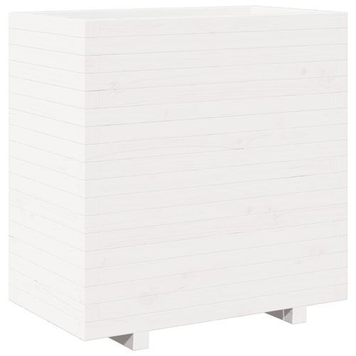 Jardinière blanc 70x40x72,5 cm bois de pin massif - Photo n°2; ?>