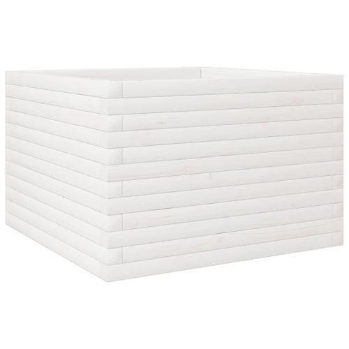 Jardinière blanc 70x70x45,5 cm bois de pin massif - Photo n°2; ?>