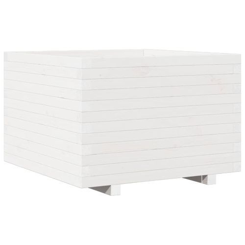 Jardinière blanc 70x70x49,5 cm bois de pin massif - Photo n°2; ?>