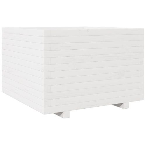 Jardinière blanc 70x70x49,5 cm bois de pin massif - Photo n°2; ?>