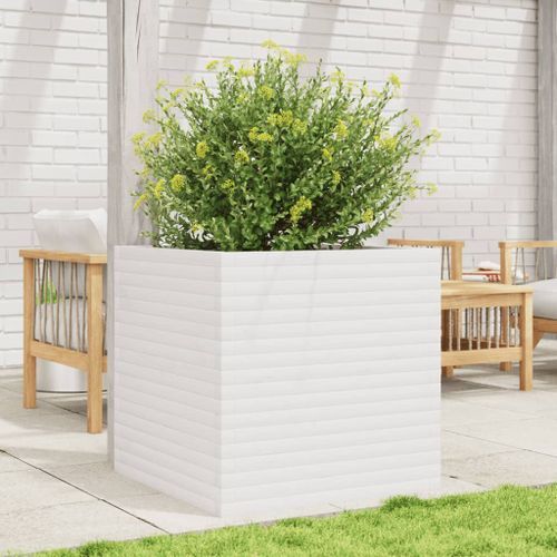 Jardinière blanc 70x70x68,5 cm bois de pin massif - Photo n°3; ?>