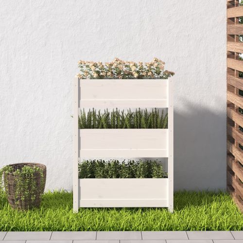 Jardinière Blanc 77x25x104,5 cm Bois massif de pin - Photo n°3; ?>