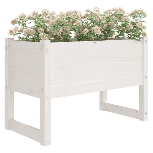 Jardinière Blanc 78x40x52 cm Bois massif de pin - Photo n°3; ?>