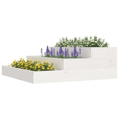 Jardinière Blanc 78x78x27 cm Bois massif de pin - Photo n°3; ?>