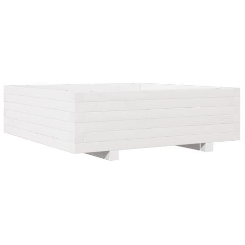 Jardinière blanc 80x80x26,5 cm bois de pin massif - Photo n°2; ?>