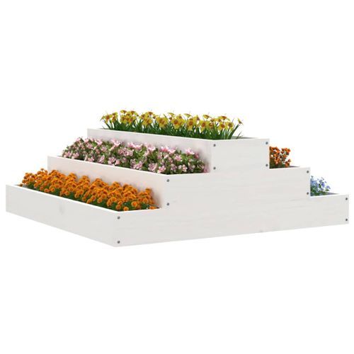 Jardinière Blanc 80x80x27 cm Bois massif de pin - Photo n°3; ?>