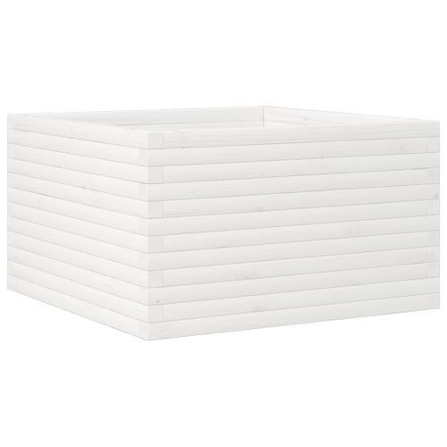 Jardinière blanc 80x80x45,5 cm bois de pin massif - Photo n°2; ?>