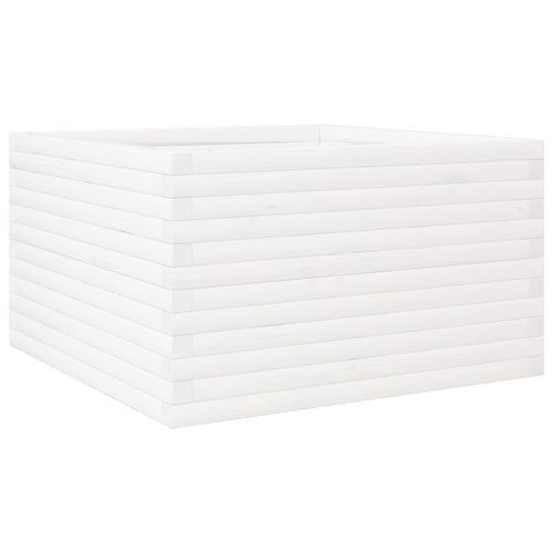 Jardinière blanc 80x80x46 cm bois de pin massif - Photo n°2; ?>