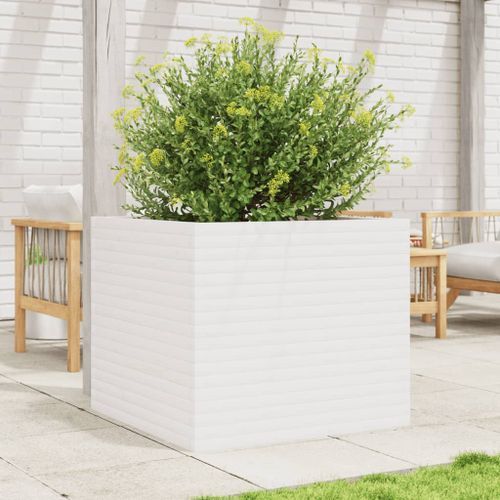 Jardinière blanc 80x80x68,5 cm bois de pin massif - Photo n°3; ?>