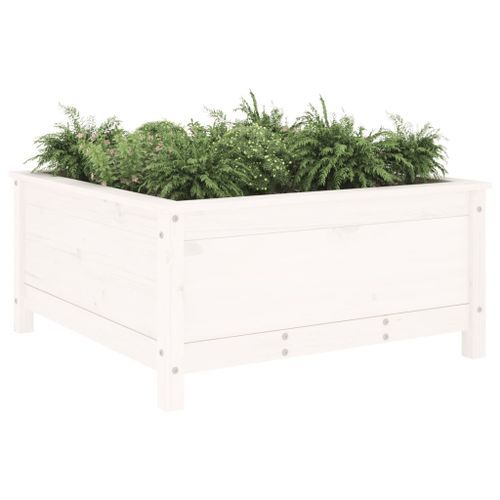 Jardinière blanc 82,5x82,5x39 cm bois massif de pin - Photo n°3; ?>