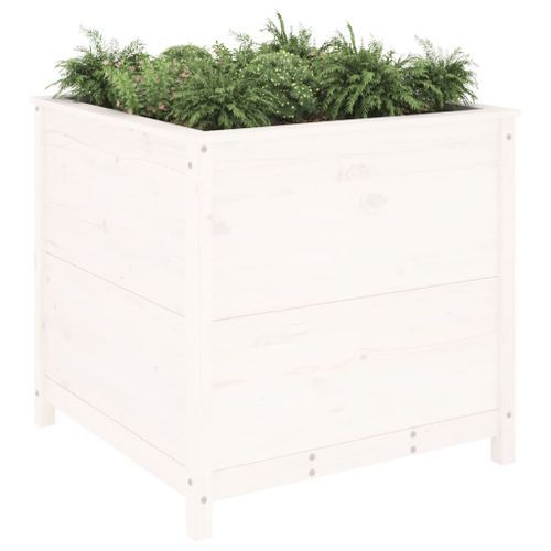 Jardinière blanc 82,5x82,5x78 cm bois massif de pin - Photo n°3; ?>