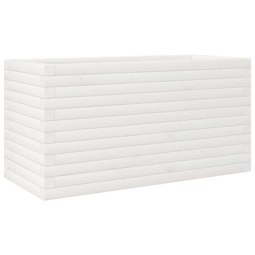 Jardinière blanc 90x40x45,5 cm bois de pin massif - Photo n°2; ?>