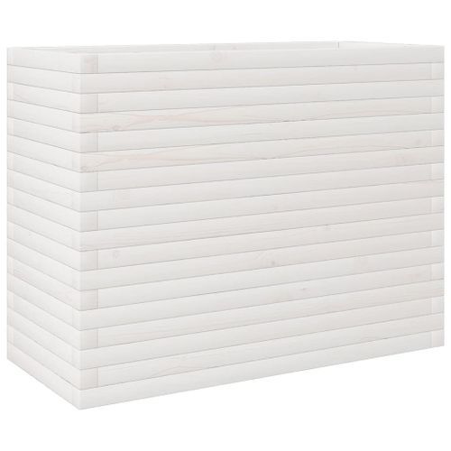 Jardinière blanc 90x40x68,5 cm bois de pin massif - Photo n°2; ?>