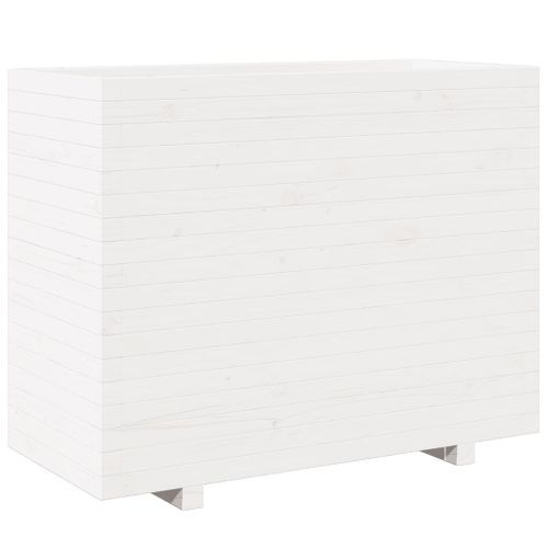 Jardinière blanc 90x40x72,5 cm bois de pin massif - Photo n°2; ?>