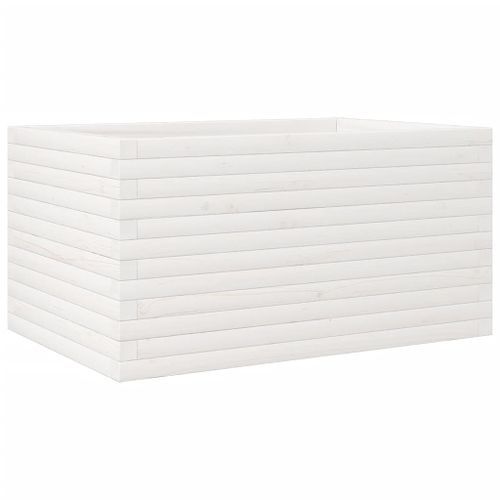 Jardinière blanc 90x60x45,5 cm bois de pin massif - Photo n°2; ?>