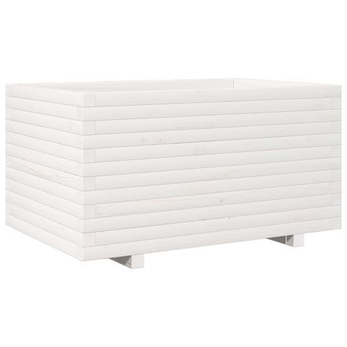 Jardinière blanc 90x60x49,5 cm bois de pin massif - Photo n°2; ?>