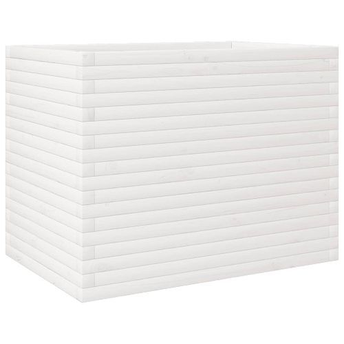 Jardinière blanc 90x60x68,5 cm bois de pin massif - Photo n°2; ?>