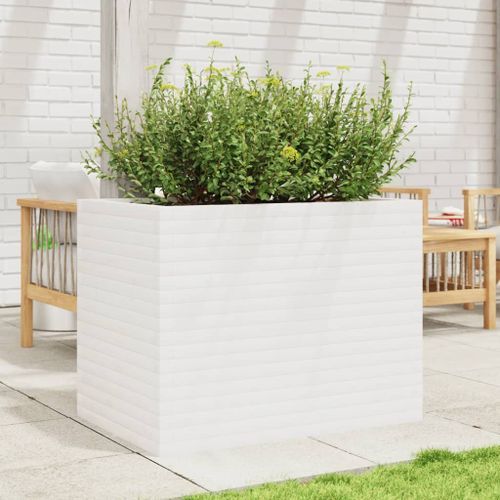 Jardinière blanc 90x60x68,5 cm bois de pin massif - Photo n°3; ?>