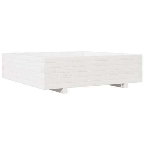 Jardinière blanc 90x90x26,5 cm bois de pin massif - Photo n°2; ?>