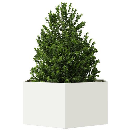 Jardinière blanc hexagone 104x90x45 cm acier - Photo n°3; ?>