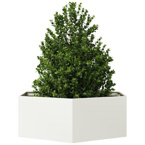 Jardinière blanc hexagone 138x120x45 cm acier - Photo n°3; ?>