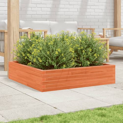 Jardinière cire marron 100x100x23 cm bois de pin massif - Photo n°3; ?>