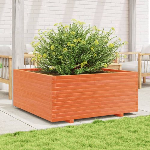 Jardinière cire marron 110x110x49,5 cm bois de pin massif - Photo n°3; ?>