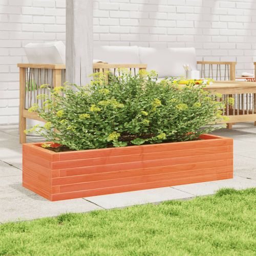 Jardinière cire marron 110x40x23 cm bois de pin massif - Photo n°3; ?>