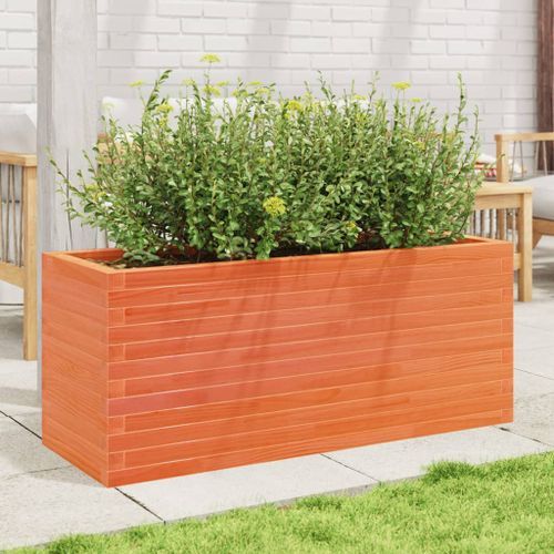 Jardinière cire marron 110x40x45,5 cm bois de pin massif - Photo n°3; ?>