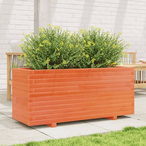 Jardinière cire marron 110x40x49,5 cm bois de pin massif - Photo n°3; ?>