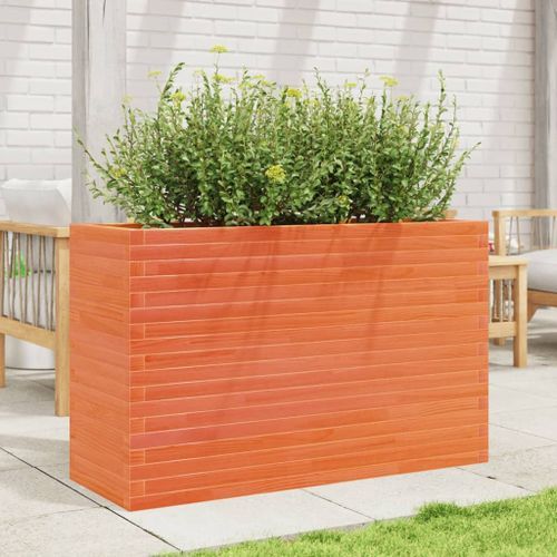 Jardinière cire marron 110x40x68,5 cm bois de pin massif - Photo n°3; ?>