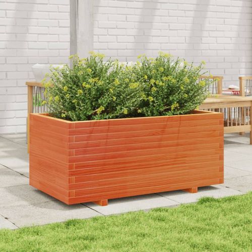 Jardinière cire marron 110x60x49,5 cm bois de pin massif - Photo n°3; ?>