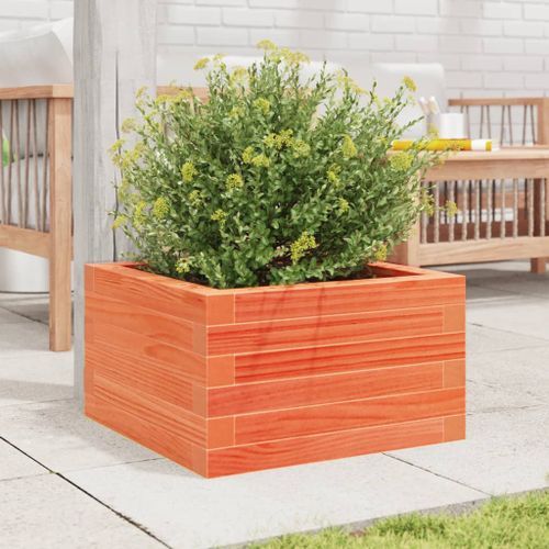 Jardinière cire marron 40x40x23 cm bois de pin massif - Photo n°3; ?>