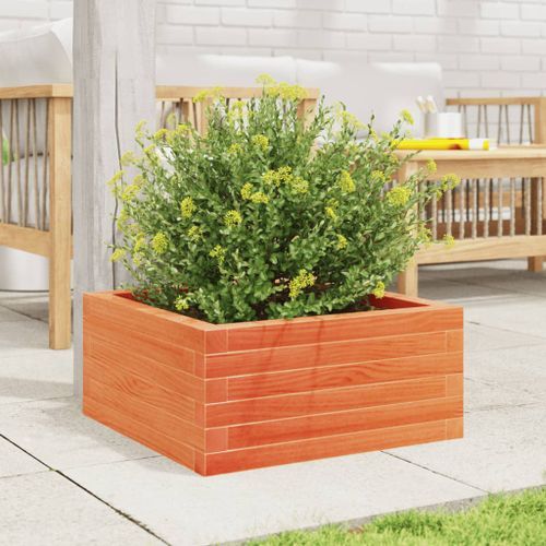 Jardinière cire marron 50x50x23 cm bois de pin massif - Photo n°3; ?>