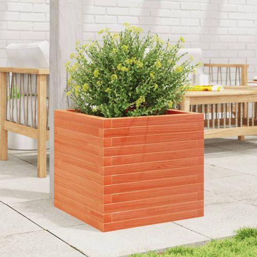 Jardinière cire marron 50x50x45,5 cm bois de pin massif - Photo n°3; ?>