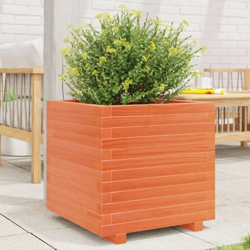 Jardinière cire marron 50x50x49,5 cm bois de pin massif - Photo n°3; ?>