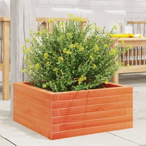 Jardinière cire marron 60x60x23 cm bois de pin massif - Photo n°3; ?>