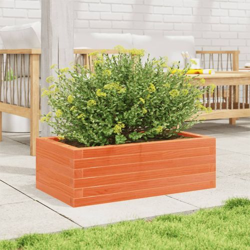 Jardinière cire marron 70x40x23 cm bois de pin massif - Photo n°3; ?>