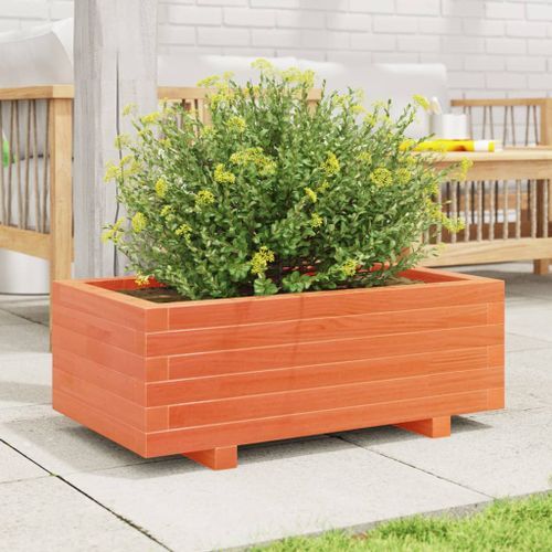 Jardinière cire marron 70x40x26,5 cm bois de pin massif - Photo n°3; ?>