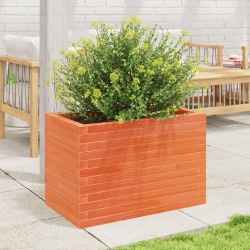 Jardinière cire marron 70x40x45,5 cm bois de pin massif - Photo n°3; ?>