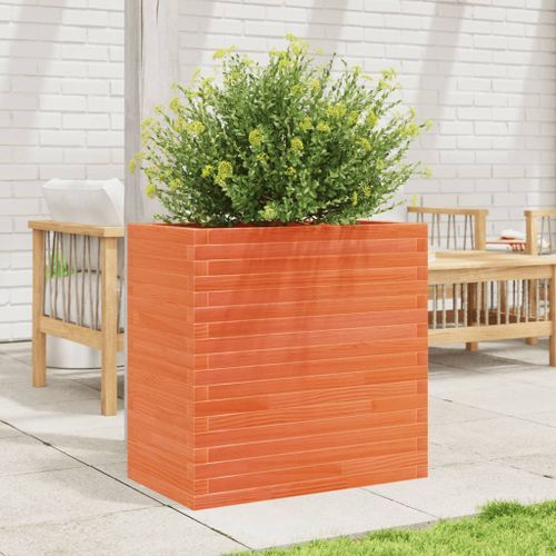 Jardinière cire marron 70x40x68,5 cm bois de pin massif - Photo n°3; ?>