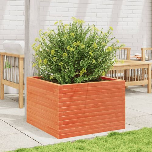 Jardinière cire marron 70x70x45,5 cm bois de pin massif - Photo n°3; ?>